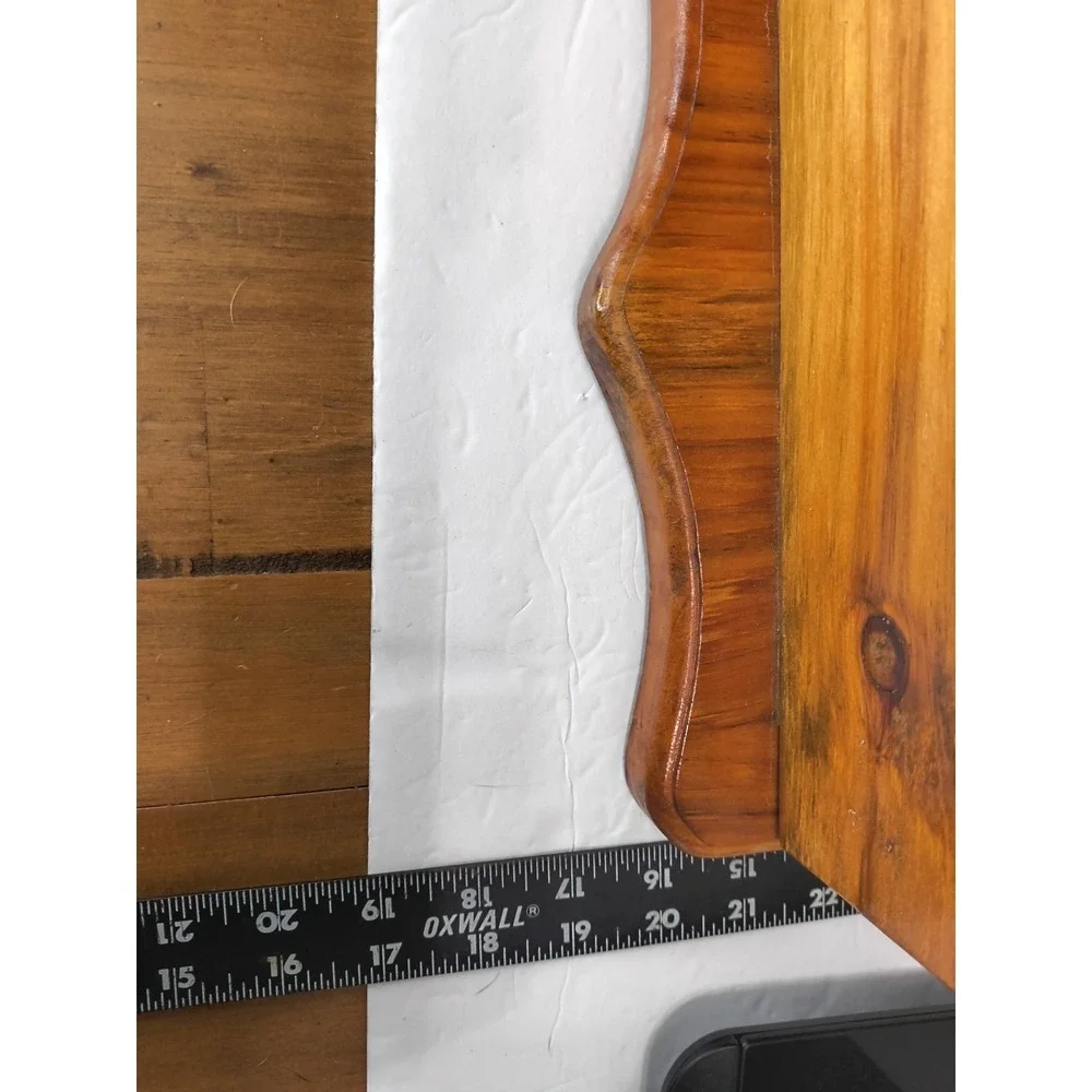 Vintage 1970s Wood Wall Shelf Spice Rack 17x11 Spindle Rail Display Shelf